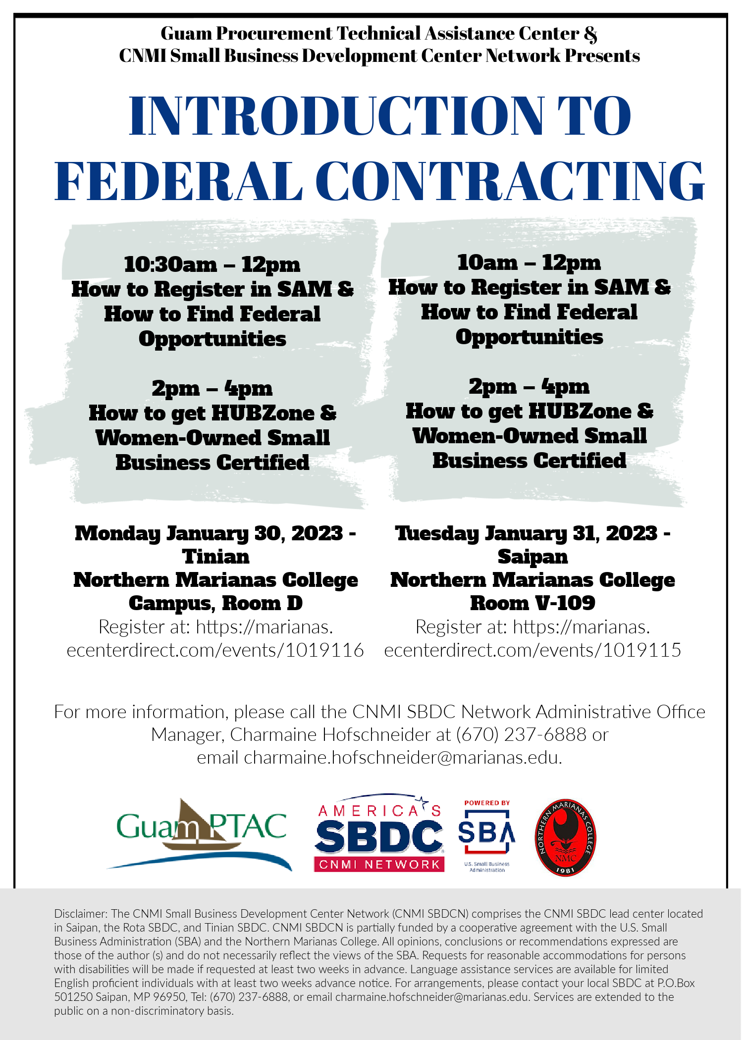 INTRO TO FEDERAL CONTRACTING Flyer