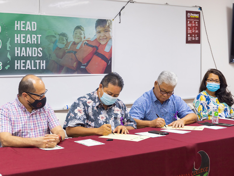 Gov. Ralph DLG Torres and Lt. Gov. Arnold I. Palacios join 4-H Marianas Youth Council members, 4-H Marianas Saipan, Tinian, and Rota members, Northern Marianas College president Dr. Galvin Deleon Guerrero, NMC-Cooperative Research Extension and Education Services interim dean Patricia Coleman, NMC CREES, and members of the community to proclaim Oct. 3-9, 2021, as National 4-H Week in the CNMI.