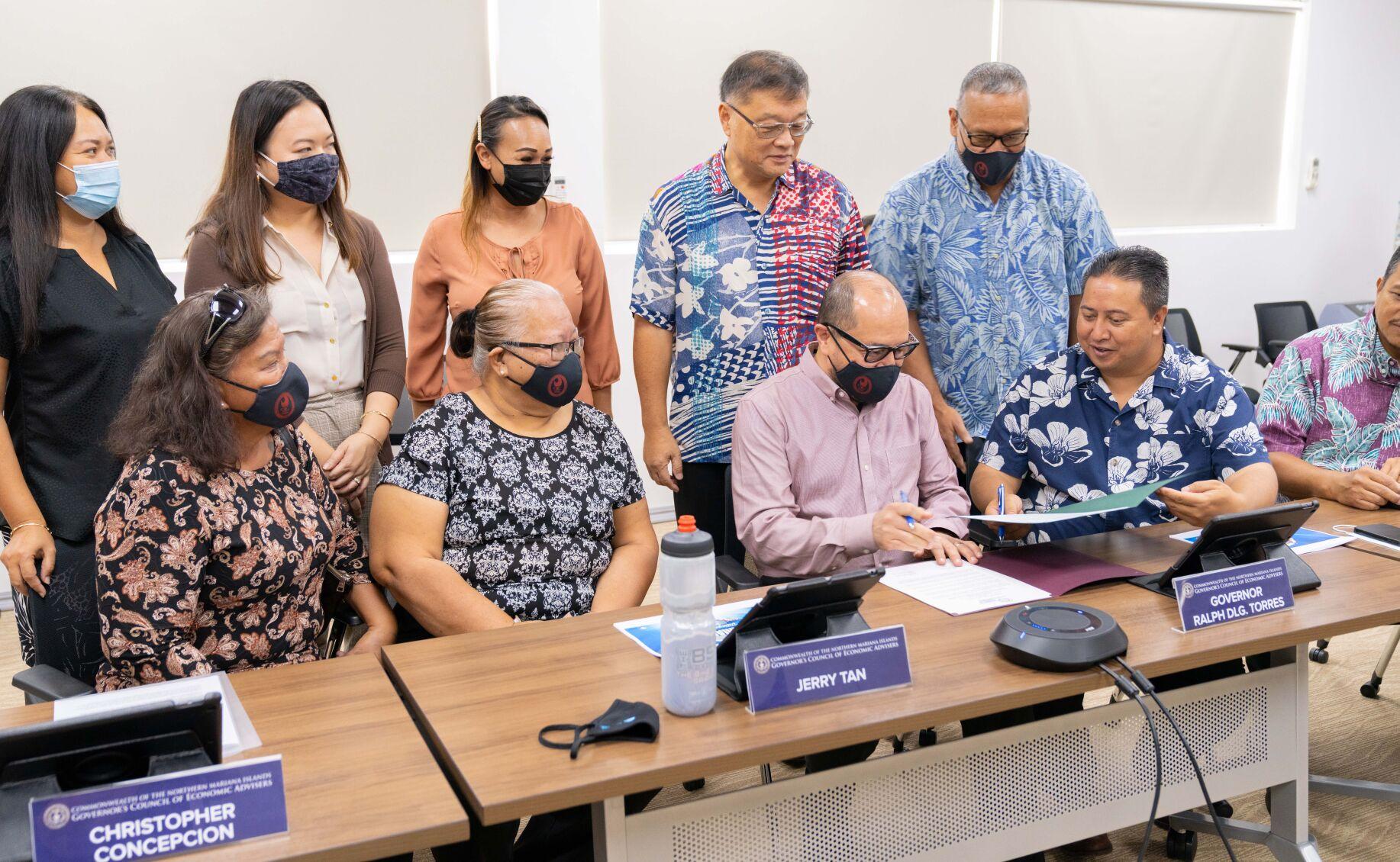 Earlier this week NMC President Dr. Galvin Deleon Guerrero, together with NMC’s Board of Regents, Gov. Ralph DLG Torres, Senate President Jude U. Hofschneider, Speaker Edmund S. Villagomez and Tan Holdings President Jerry Tan signed the agreement to adopt the Chalan Monsignor Guerrero medians. 