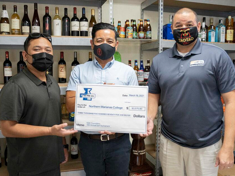 Marianas Pacific Distributors (MARPAC) donated$3,575 in cash, in kind prizes, and beverages to Northern Marianas College. The donation will be used for the NMC Foundation's upcoming golf tournament on Saturday, March 20, 2021.