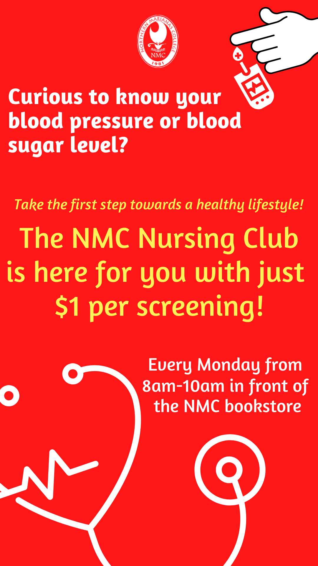 NMC Nursing Club blood screening flyer