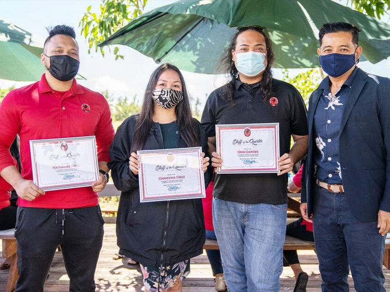 From left are Accounting Technician Nate Seng, Accountant Christina Cruz, Funds Certification Officer/Travel Accountant Odin Garces, and NMC Interim President Frankie Eliptico.