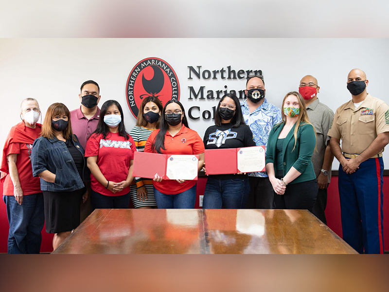 The Associated Students of Northern Marianas College and the Saipan Chamber of Commerce’s Saipan Young Professionals pose for a photo