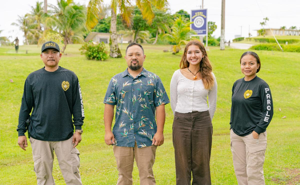 In photo from left is CNMI Parole Officer Ray Dador, NMC-CREES Agroforestry and Food & Nutrition Security Extension Agent Jesse Deleon Guerrero, NMC-CREES intern Catherine Atalig, and CNMI Parole Officer Shirlene C. Laniyo.
